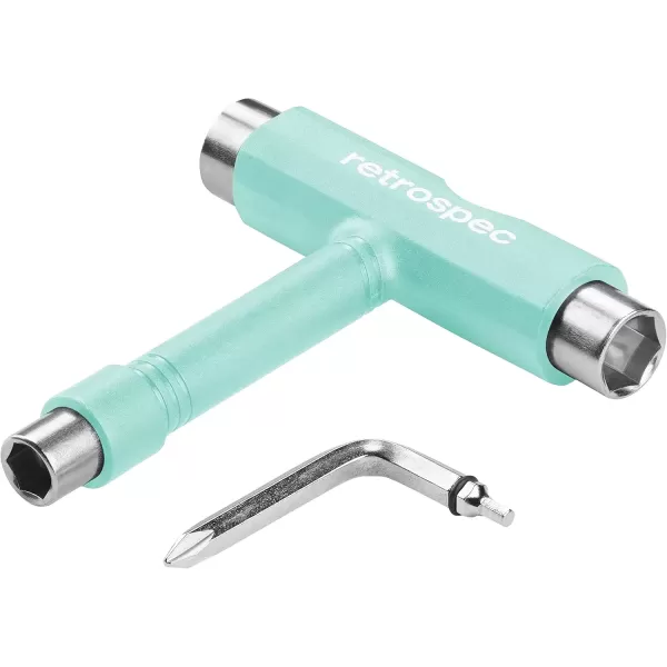 imageRetrospec Upkeep AllinOne MultiFunction Portable Skate Tool with 2in1 Allen Wrench ampamp Phillips Head Screwdriver for Adjusting and Tightening SkateboardLongboard Wheels Trucks and KingpinsAqua