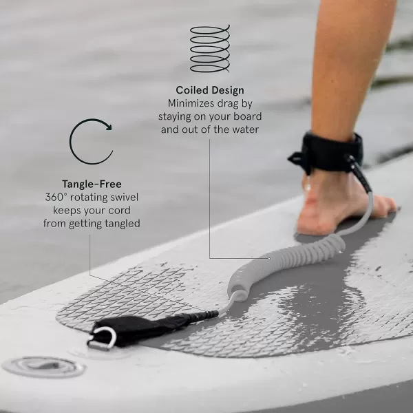 imageRetrospec Weekender 10 Paddle Board Safety Leash Coiled for Stand Up PaddleboardsCharcoal