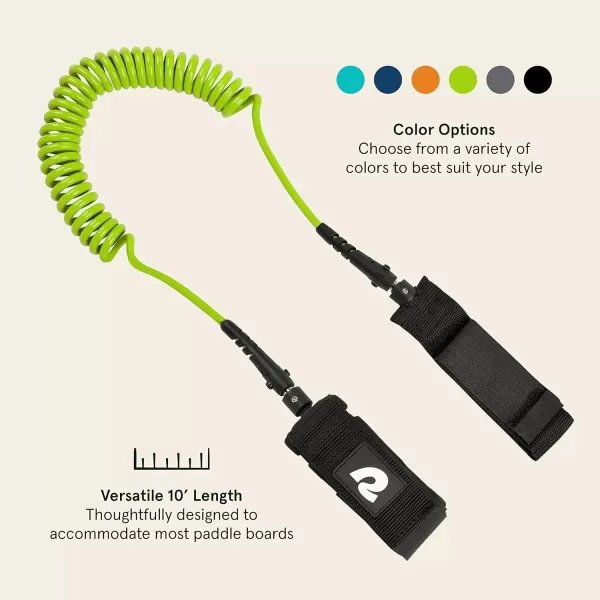 imageRetrospec Weekender 10 Paddle Board Safety Leash Coiled for Stand Up PaddleboardsChartreuse