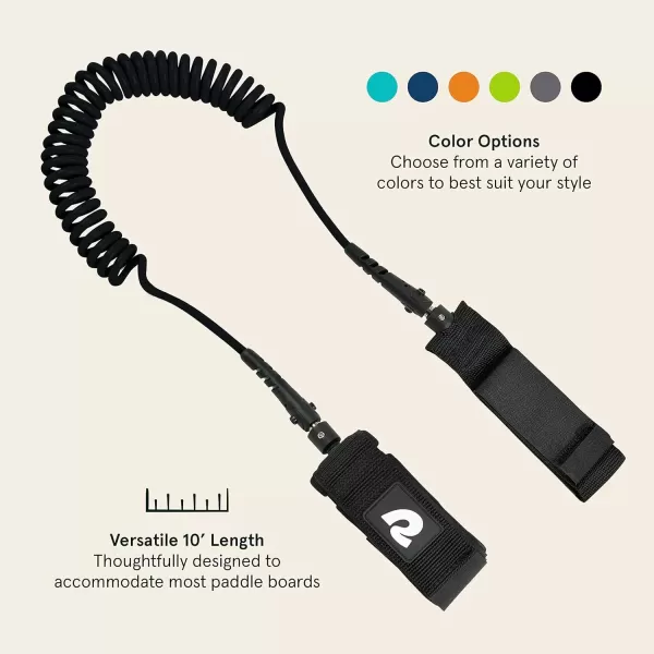 imageRetrospec Weekender 10 Paddle Board Safety Leash Coiled for Stand Up PaddleboardsLegacy Black