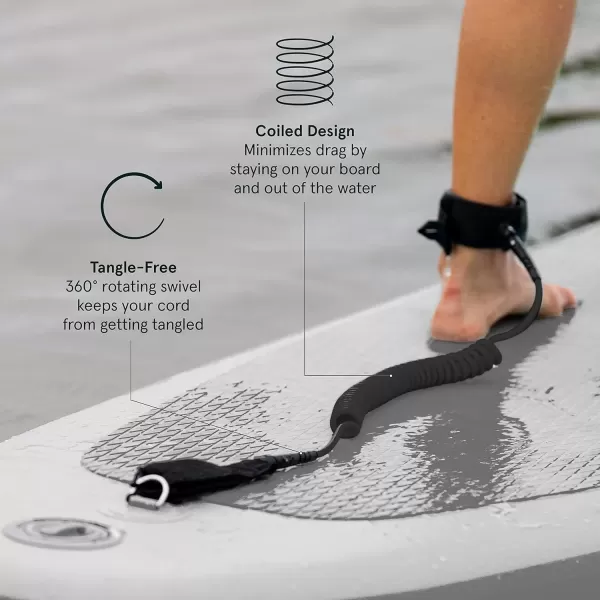 imageRetrospec Weekender 10 Paddle Board Safety Leash Coiled for Stand Up PaddleboardsLegacy Black