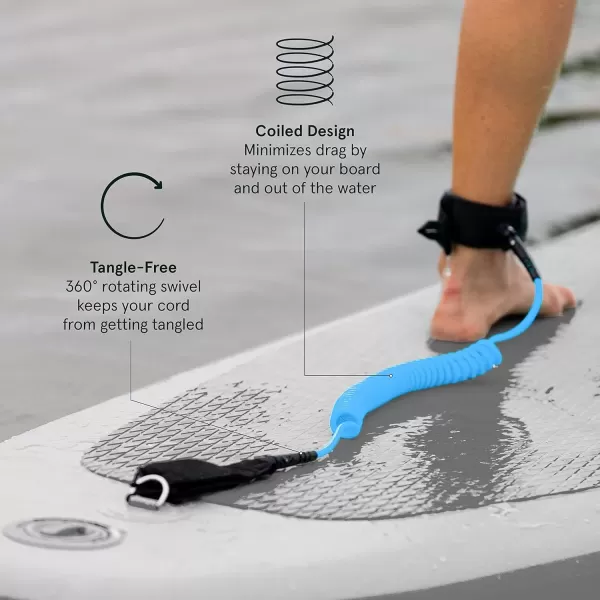 imageRetrospec Weekender 10 Paddle Board Safety Leash Coiled for Stand Up PaddleboardsNautical Blue