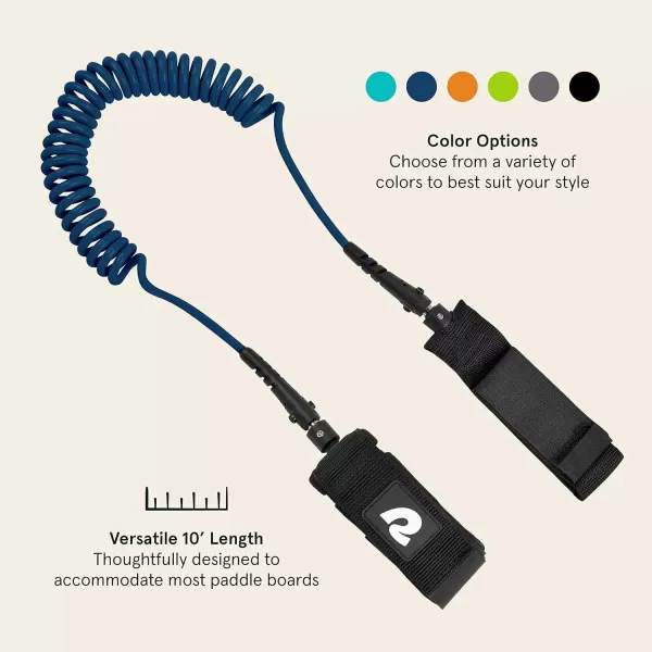 imageRetrospec Weekender 10 Paddle Board Safety Leash Coiled for Stand Up PaddleboardsNautical Blue