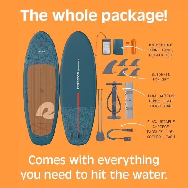 imageRetrospec Weekender Crew 12 ft ampamp XL Multi Person Paddle Board for 25 People Puncture Resistant ampamp Durable 500 ampamp 1050 LB Capacity Lightweight iSUP Inflatable Paddle BoardAegean Tide