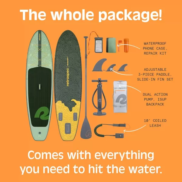 imageRetrospec Weekender Inflatable Stand Up Paddle Board Includes Paddle Pump and Accessories 106 Lightweight iSUP Puncture Resistant Inflatable Paddle Board for AdultsWild Spruce