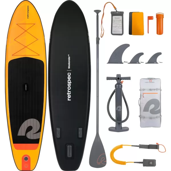 imageRetrospec Weekender Inflatable Stand Up Paddle Board Includes Paddle Pump and Accessories 106 Lightweight iSUP Puncture Resistant Inflatable Paddle Board for AdultsSunglow