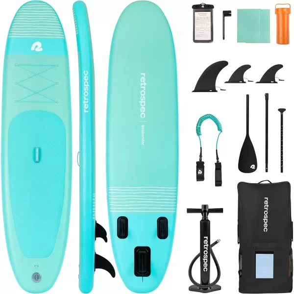 imageRetrospec Weekender Inflatable Stand Up Paddle Board Includes Paddle Pump and Accessories 106 Lightweight iSUP Puncture Resistant Inflatable Paddle Board for AdultsSeafoam Stripes