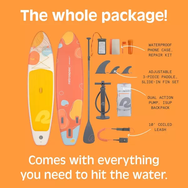 imageRetrospec Weekender Inflatable Stand Up Paddle Board Includes Paddle Pump and Accessories 106 Lightweight iSUP Puncture Resistant Inflatable Paddle Board for AdultsCoral Foam