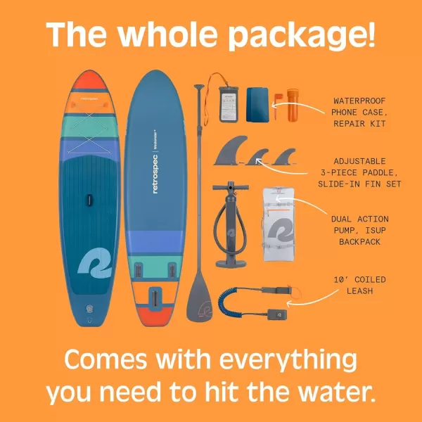 imageRetrospec Weekender Inflatable Stand Up Paddle Board Includes Paddle Pump and Accessories 106 Lightweight iSUP Puncture Resistant Inflatable Paddle Board for AdultsNavy Zion