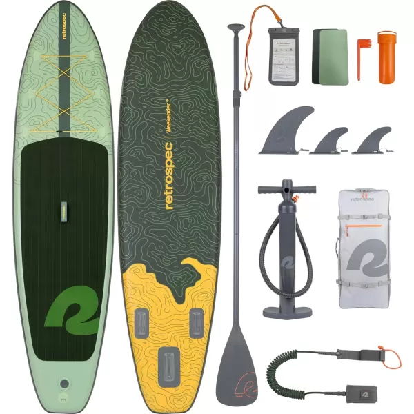 imageRetrospec Weekender Inflatable Stand Up Paddle Board Includes Paddle Pump and Accessories 106 Lightweight iSUP Puncture Resistant Inflatable Paddle Board for AdultsWild Spruce