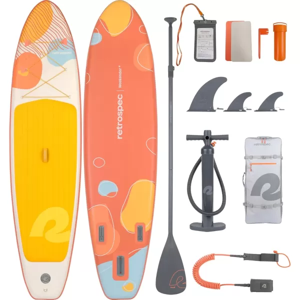 imageRetrospec Weekender Inflatable Stand Up Paddle Board Includes Paddle Pump and Accessories 106 Lightweight iSUP Puncture Resistant Inflatable Paddle Board for AdultsCoral Foam