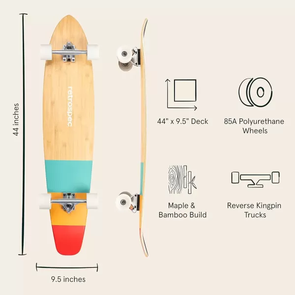 imageRetrospec Zed Longboard Skateboard Complete Cruiser  Bamboo ampamp Canadian Maple Wood Cruiser w Reverse Kingpin Trucks for Commuting Cruising Carving ampamp Downhill RidingZion