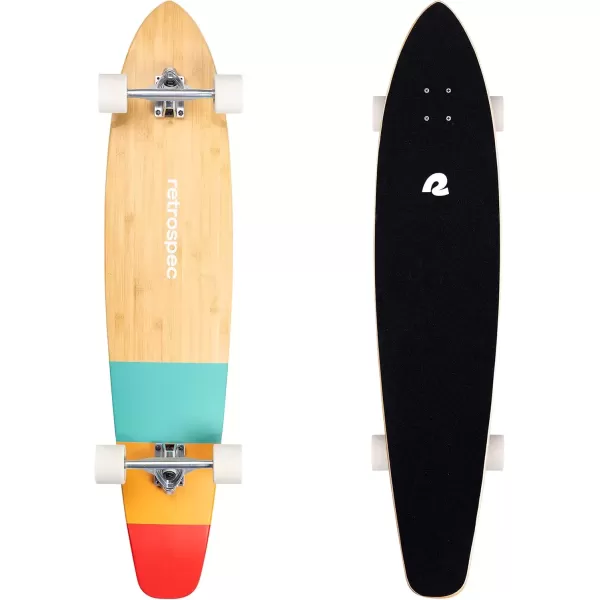 imageRetrospec Zed Longboard Skateboard Complete Cruiser  Bamboo ampamp Canadian Maple Wood Cruiser w Reverse Kingpin Trucks for Commuting Cruising Carving ampamp Downhill RidingZion