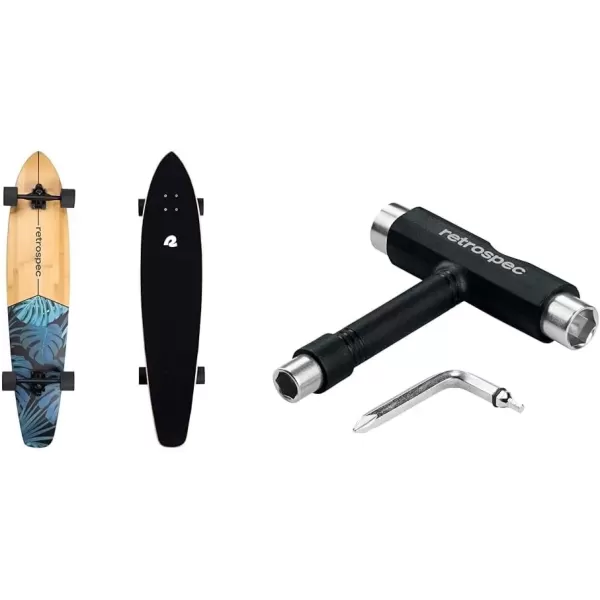 imageRetrospec Zed Longboard Skateboard Complete Cruiser  Bamboo ampamp Canadian Maple Wood Cruiser w Reverse Kingpin Trucks for Commuting Cruising Carving ampamp Downhill RidingDark Tropics