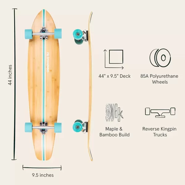 imageRetrospec Zed Longboard Skateboard Complete Cruiser  Bamboo ampamp Canadian Maple Wood Cruiser w Reverse Kingpin Trucks for Commuting Cruising Carving ampamp Downhill RidingAqua Pipeline
