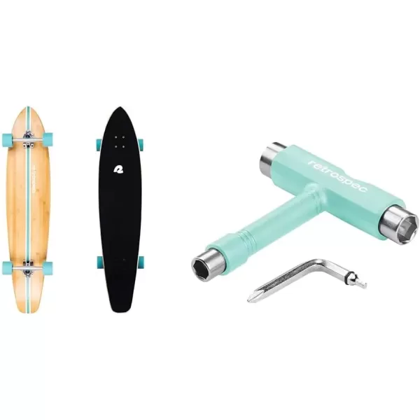 imageRetrospec Zed Longboard Skateboard Complete Cruiser  Bamboo ampamp Canadian Maple Wood Cruiser w Reverse Kingpin Trucks for Commuting Cruising Carving ampamp Downhill RidingAqua Pipeline