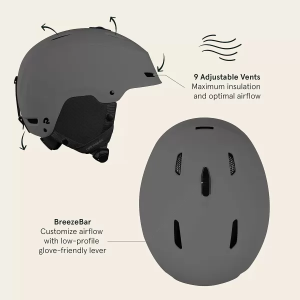 imageRetrospec Zephyr Ski Helmet  Snowboard Helmet for Adults ampamp Youth Adjustable Fit Snow Helmet with Protective Shell and Breathable Vents for Men Women Boys and GirlsMatte Basalt