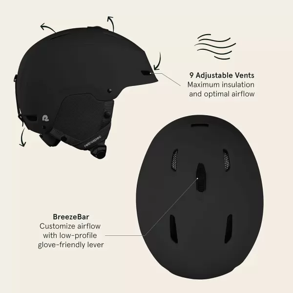 imageRetrospec Zephyr Ski Helmet  Snowboard Helmet for Adults ampamp Youth Adjustable Fit Snow Helmet with Protective Shell and Breathable Vents for Men Women Boys and GirlsMatte Black