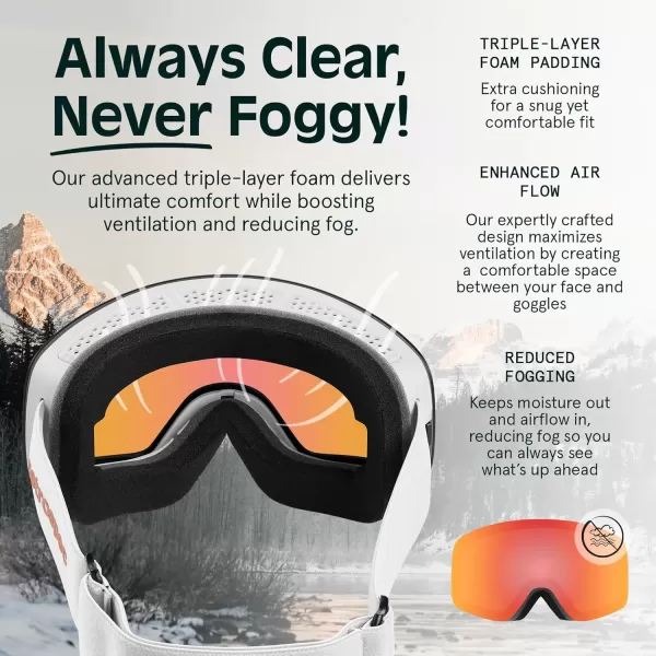 imageRetrospec Flume Ski Goggles for Men and Women UV Protection Over Glasses AntiFog Scratch Resistant Snow Goggles for Skiing and Snowboarding