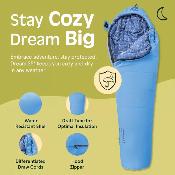 imageRetrospec Kids Dream 25 Kids Mummy Sleeping Bag for Camping Insulated Cold Weather Sleeping Bag Lightweight Stuff Sack WaterResistant Youth Sleeping Bag for Kids