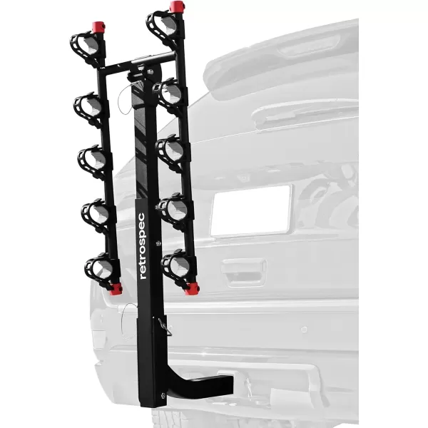 imageRetrospec Lenox 25  Bike Hitch Rack for Cars Trucks SUVs with 2 Hitch  Foldable Steel Frame with AntiRattle Adapter Tie Down Cradles and Straps  Fits Most FramesBlack