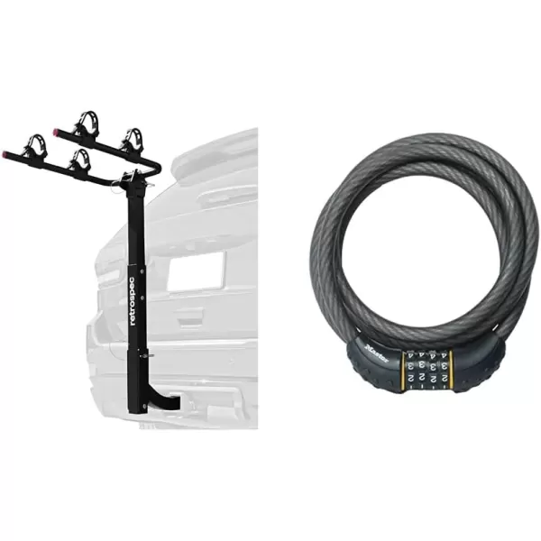 imageRetrospec Lenox 25  Bike Hitch Rack for Cars Trucks SUVs with 2 Hitch  Foldable Steel Frame with AntiRattle Adapter Tie Down Cradles and Straps  Fits Most FramesBlack