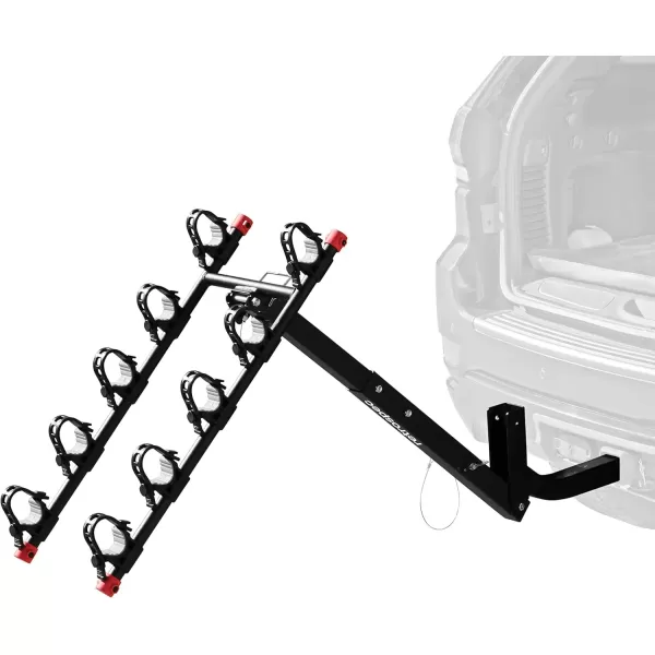 imageRetrospec Lenox 25  Bike Hitch Rack for Cars Trucks SUVs with 2 Hitch  Foldable Steel Frame with AntiRattle Adapter Tie Down Cradles and Straps  Fits Most FramesBlack