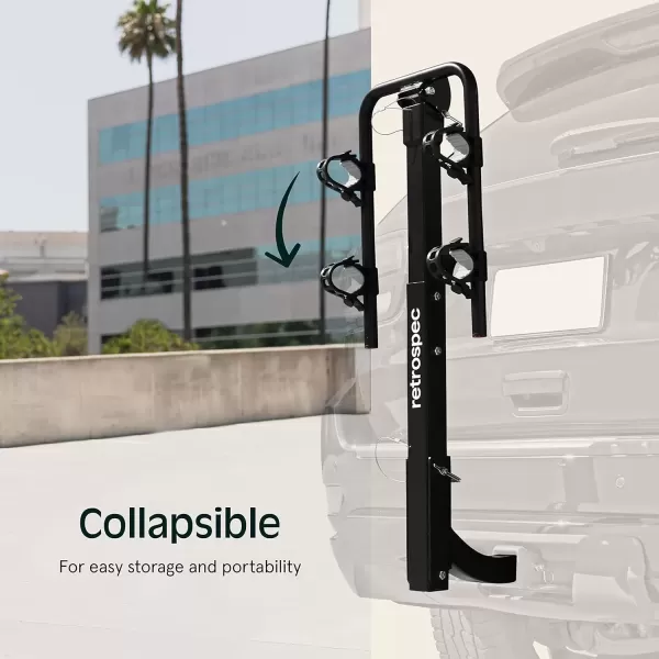 imageRetrospec Lenox 25  Bike Hitch Rack for Cars Trucks SUVs with 2 Hitch  Foldable Steel Frame with AntiRattle Adapter Tie Down Cradles and Straps  Fits Most FramesBlack