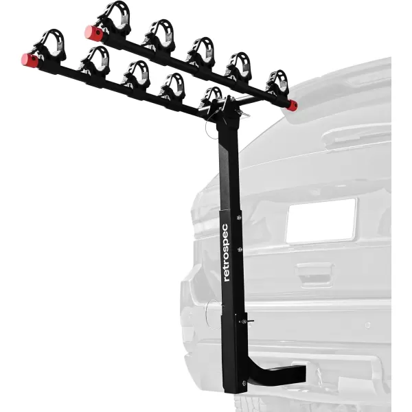 imageRetrospec Lenox 25  Bike Hitch Rack for Cars Trucks SUVs with 2 Hitch  Foldable Steel Frame with AntiRattle Adapter Tie Down Cradles and Straps  Fits Most FramesBlack