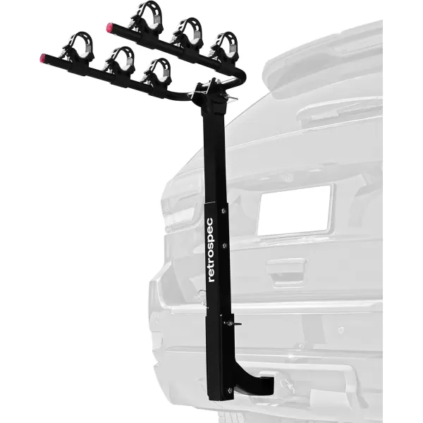 imageRetrospec Lenox 25  Bike Hitch Rack for Cars Trucks SUVs with 2 Hitch  Foldable Steel Frame with AntiRattle Adapter Tie Down Cradles and Straps  Fits Most FramesBlack