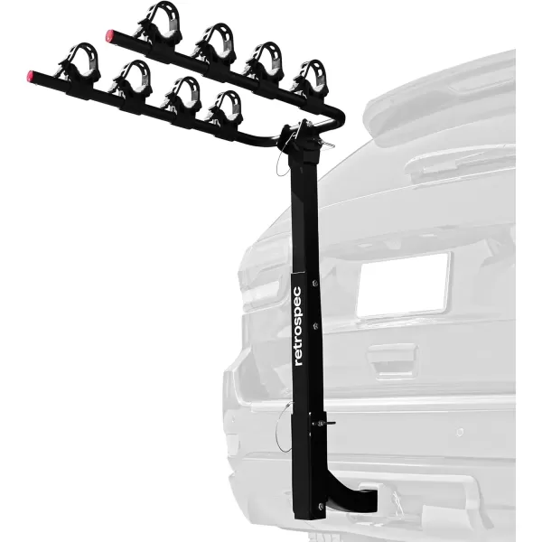 imageRetrospec Lenox 25  Bike Hitch Rack for Cars Trucks SUVs with 2 Hitch  Foldable Steel Frame with AntiRattle Adapter Tie Down Cradles and Straps  Fits Most FramesBlack