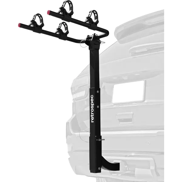 imageRetrospec Lenox 25  Bike Hitch Rack for Cars Trucks SUVs with 2 Hitch  Foldable Steel Frame with AntiRattle Adapter Tie Down Cradles and Straps  Fits Most FramesBlack