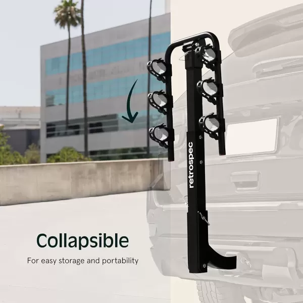 imageRetrospec Lenox 25  Bike Hitch Rack for Cars Trucks SUVs with 2 Hitch  Foldable Steel Frame with AntiRattle Adapter Tie Down Cradles and Straps  Fits Most FramesBlack