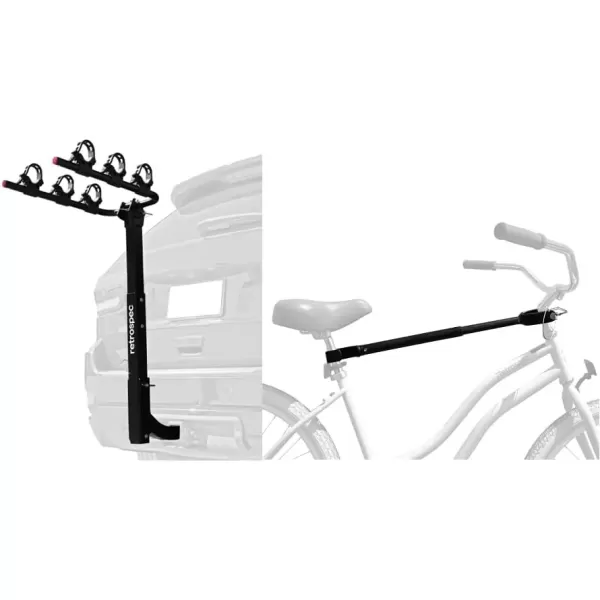 imageRetrospec Lenox 25  Bike Hitch Rack for Cars Trucks SUVs with 2 Hitch  Foldable Steel Frame with AntiRattle Adapter Tie Down Cradles and Straps  Fits Most FramesBlack
