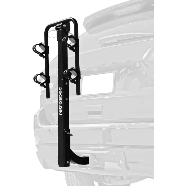 imageRetrospec Lenox 25  Bike Hitch Rack for Cars Trucks SUVs with 2 Hitch  Foldable Steel Frame with AntiRattle Adapter Tie Down Cradles and Straps  Fits Most FramesBlack