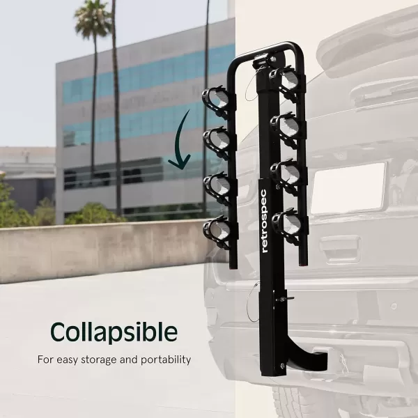 imageRetrospec Lenox 25  Bike Hitch Rack for Cars Trucks SUVs with 2 Hitch  Foldable Steel Frame with AntiRattle Adapter Tie Down Cradles and Straps  Fits Most FramesBlack