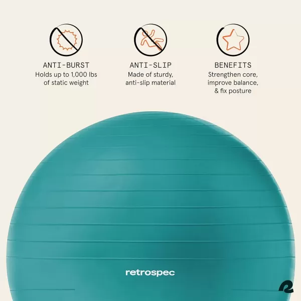 imageRetrospec Luna Exercise Ball Base ampamp PumpBall ampamp Pump with AntiBurst Material  Fitness Gym Swiss Ball  Perfect for Balance Stability Yoga Pilates Pregnancy ampamp BirthingRose