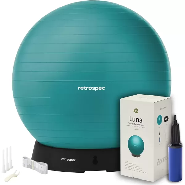 imageRetrospec Luna Exercise Ball Base ampamp PumpBall ampamp Pump with AntiBurst Material  Fitness Gym Swiss Ball  Perfect for Balance Stability Yoga Pilates Pregnancy ampamp BirthingTurquoise