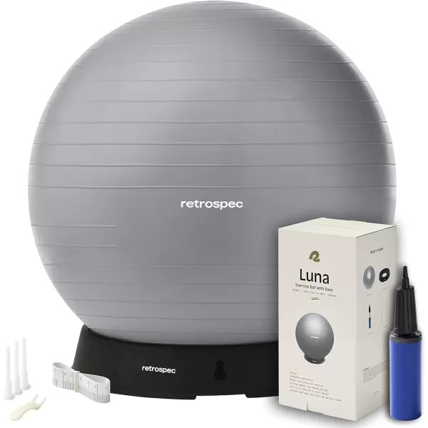 imageRetrospec Luna Exercise Ball Base ampamp PumpBall ampamp Pump with AntiBurst Material  Fitness Gym Swiss Ball  Perfect for Balance Stability Yoga Pilates Pregnancy ampamp BirthingFossil Gray