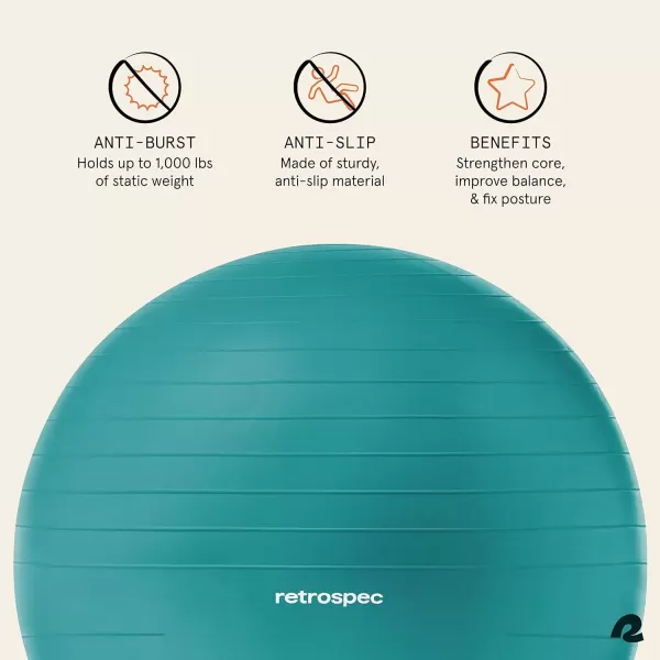 imageRetrospec Luna Exercise Ball Base ampamp PumpBall ampamp Pump with AntiBurst Material  Fitness Gym Swiss Ball  Perfect for Balance Stability Yoga Pilates Pregnancy ampamp BirthingBlack