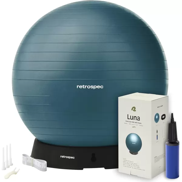 imageRetrospec Luna Exercise Ball Base ampamp PumpBall ampamp Pump with AntiBurst Material  Fitness Gym Swiss Ball  Perfect for Balance Stability Yoga Pilates Pregnancy ampamp BirthingOcean Blue