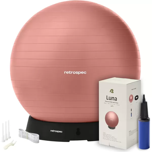 imageRetrospec Luna Exercise Ball Base ampamp PumpBall ampamp Pump with AntiBurst Material  Fitness Gym Swiss Ball  Perfect for Balance Stability Yoga Pilates Pregnancy ampamp BirthingRose