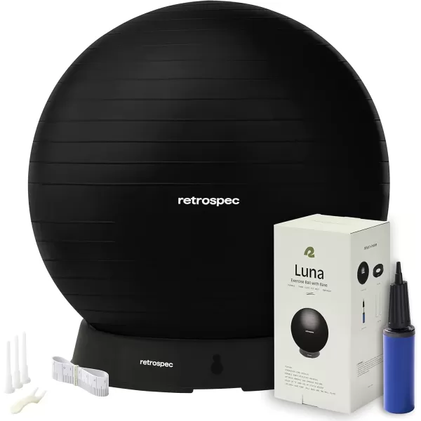 imageRetrospec Luna Exercise Ball Base ampamp PumpBall ampamp Pump with AntiBurst Material  Fitness Gym Swiss Ball  Perfect for Balance Stability Yoga Pilates Pregnancy ampamp BirthingBlack