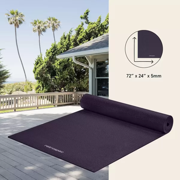 imageRetrospec Pismo Yoga Mat wNylon Strap for Men ampamp Women  Non Slip Exercise Mat for Yoga Pilates Stretching Floor ampamp Fitness Workouts 5mm Thick Easy to CleanEggplant