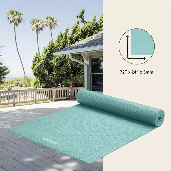 imageRetrospec Pismo Yoga Mat wNylon Strap for Men ampamp Women  Non Slip Exercise Mat for Yoga Pilates Stretching Floor ampamp Fitness Workouts 5mm Thick Easy to CleanBlue Lagoon
