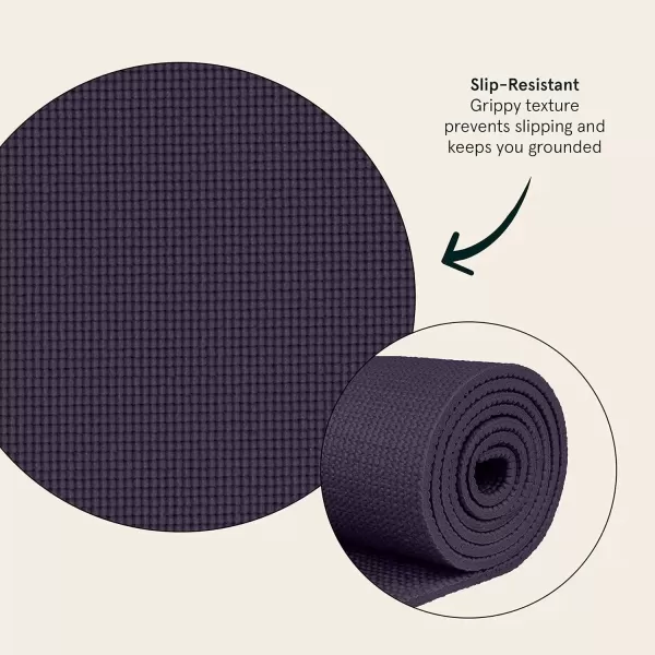 imageRetrospec Pismo Yoga Mat wNylon Strap for Men ampamp Women  Non Slip Exercise Mat for Yoga Pilates Stretching Floor ampamp Fitness Workouts 5mm Thick Easy to CleanEggplant