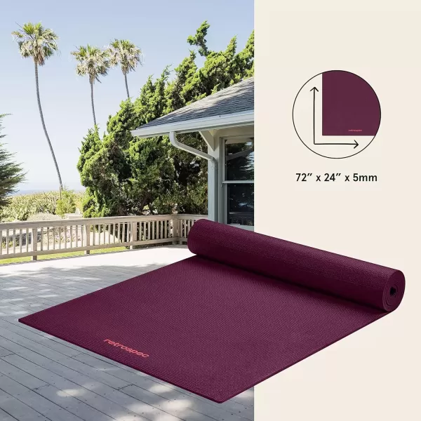 imageRetrospec Pismo Yoga Mat wNylon Strap for Men ampamp Women  Non Slip Exercise Mat for Yoga Pilates Stretching Floor ampamp Fitness Workouts 5mm Thick Easy to CleanBoysenberry