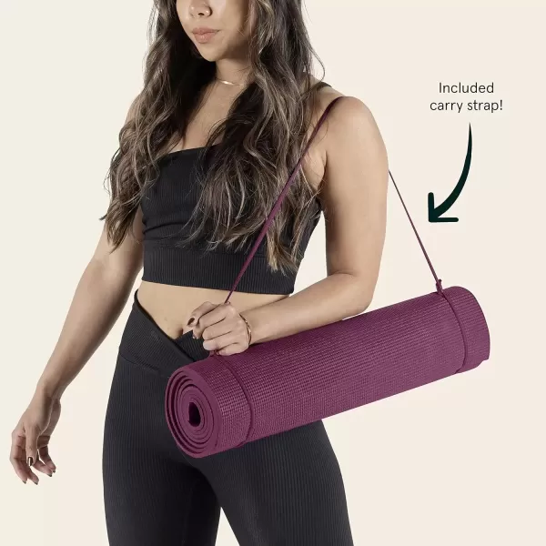 imageRetrospec Pismo Yoga Mat wNylon Strap for Men ampamp Women  Non Slip Exercise Mat for Yoga Pilates Stretching Floor ampamp Fitness Workouts 5mm Thick Easy to CleanBoysenberry