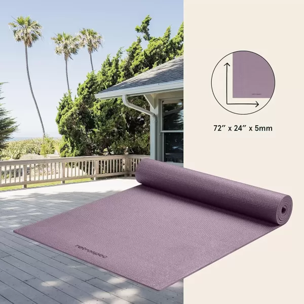 imageRetrospec Pismo Yoga Mat wNylon Strap for Men ampamp Women  Non Slip Exercise Mat for Yoga Pilates Stretching Floor ampamp Fitness Workouts 5mm Thick Easy to CleanViolet Haze