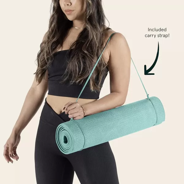 imageRetrospec Pismo Yoga Mat wNylon Strap for Men ampamp Women  Non Slip Exercise Mat for Yoga Pilates Stretching Floor ampamp Fitness Workouts 5mm Thick Easy to CleanBlue Lagoon